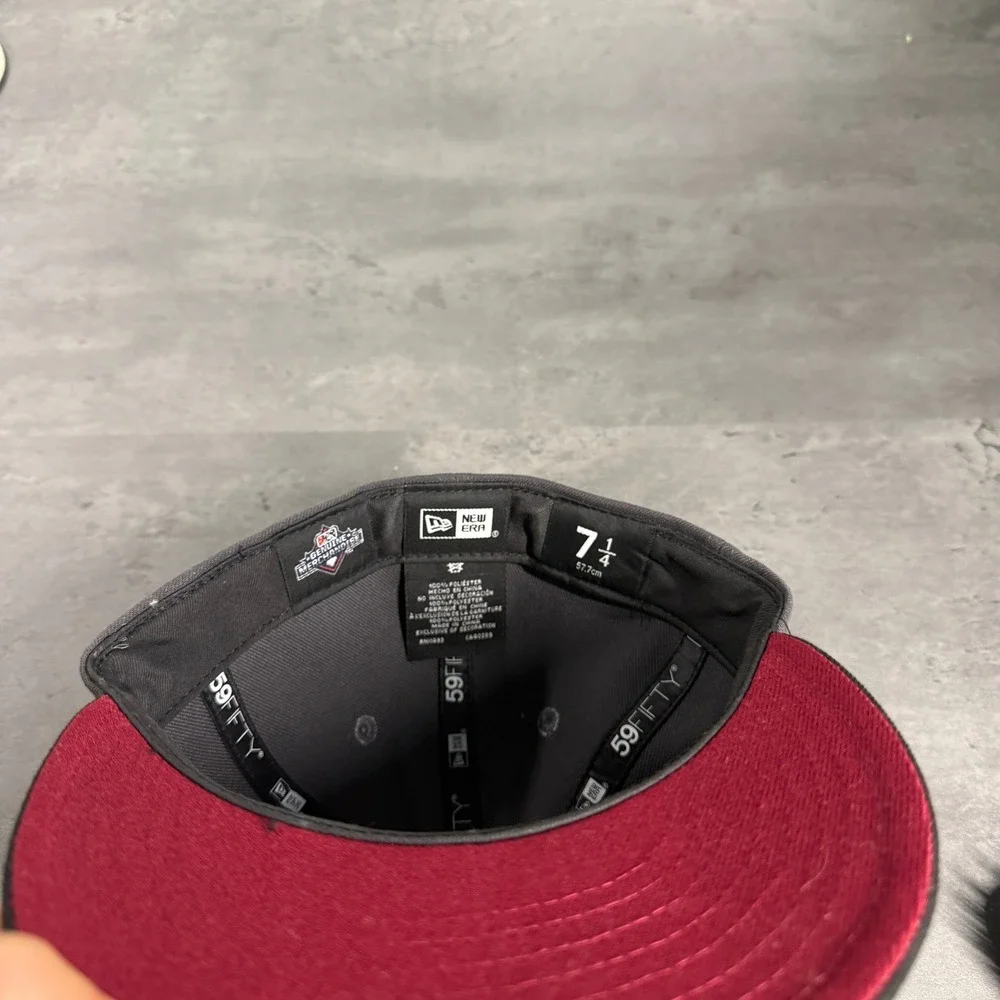 Hat‎ Club Wichita Wranglers New Era Cap 7 1/4 Gray Burgundy Horror Pack Metallic